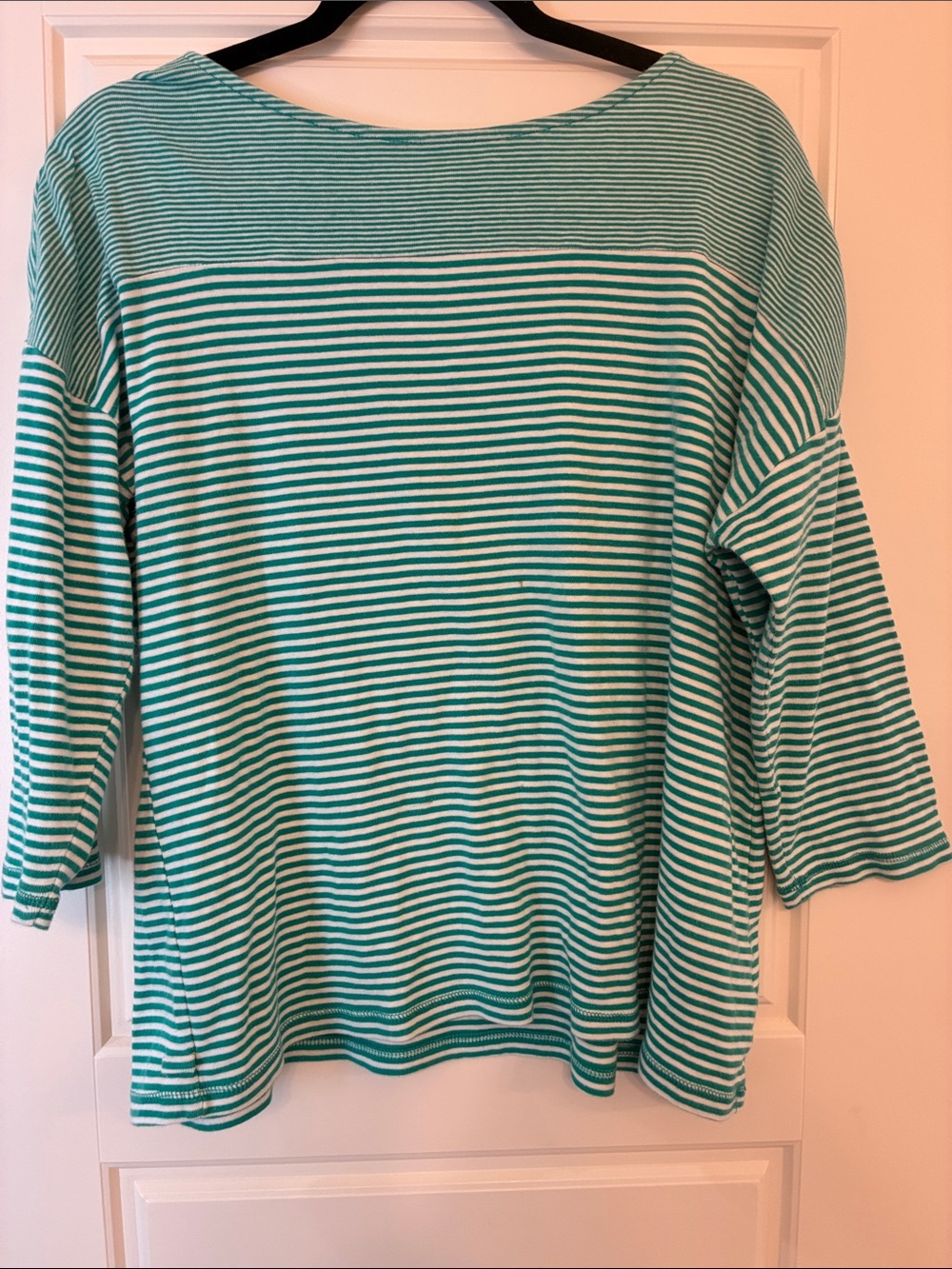 Talbots Teal Striped Cotton Top 1X | 3/4 Sleeve | Classic Layering | GUC
